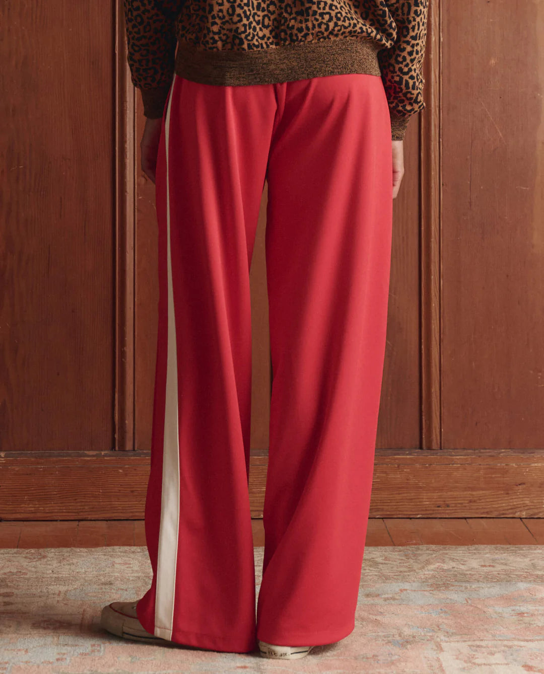 The Great. The Wide Leg Track Pant in Poppy Red or Robin Blue