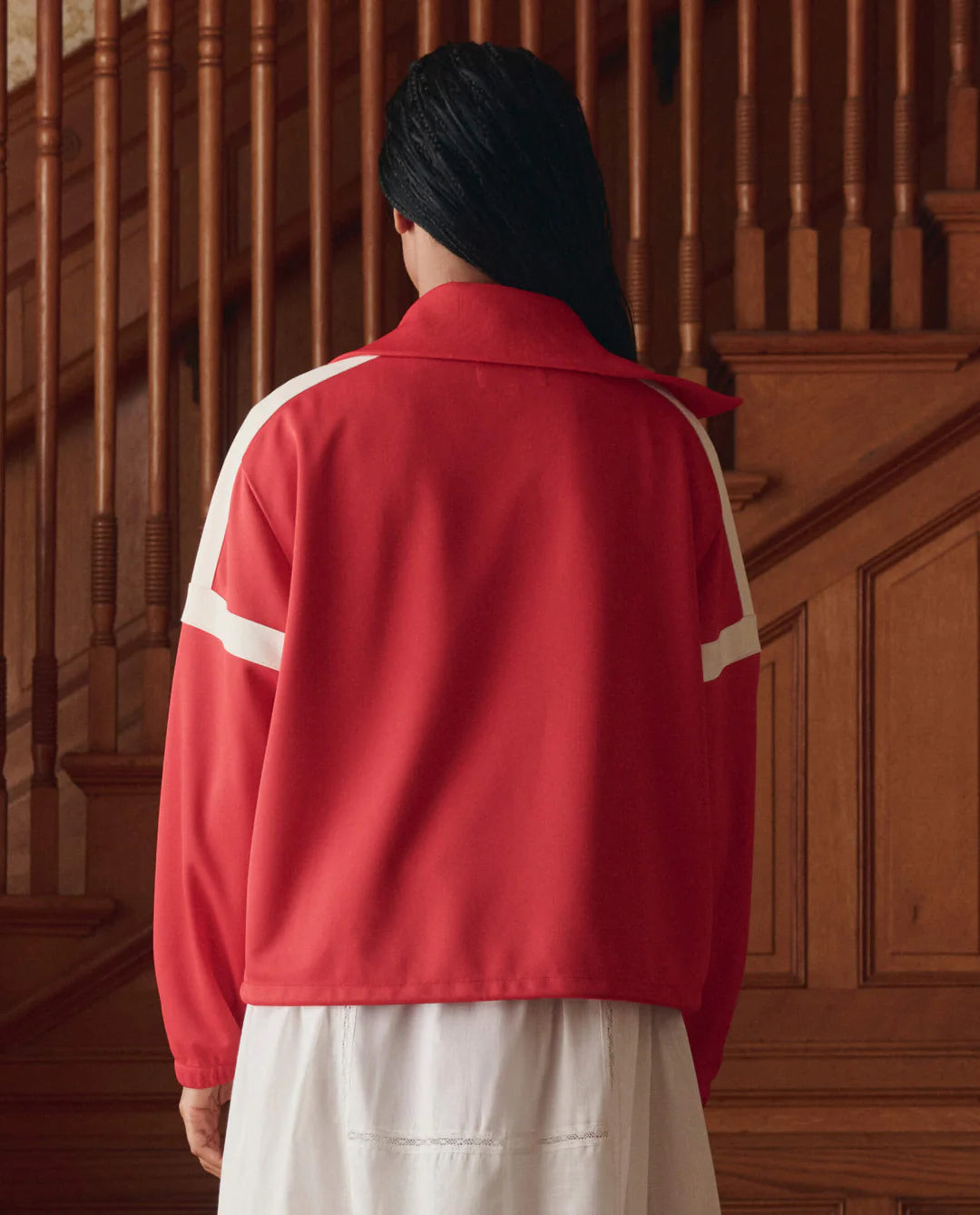 The Great. The Trainer Jacket in Poppy Red or Sky Blue