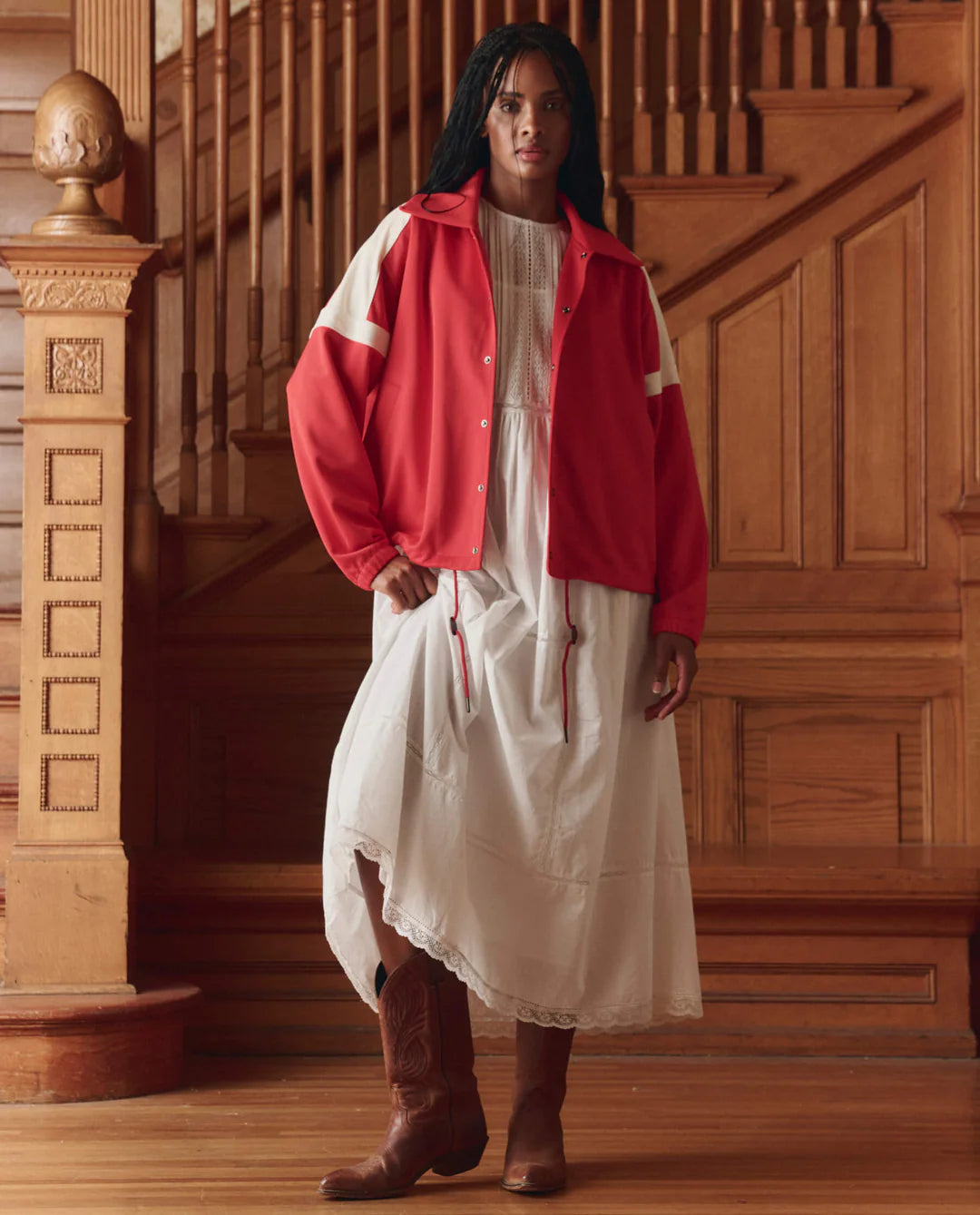 The Great. The Trainer Jacket in Poppy Red or Sky Blue