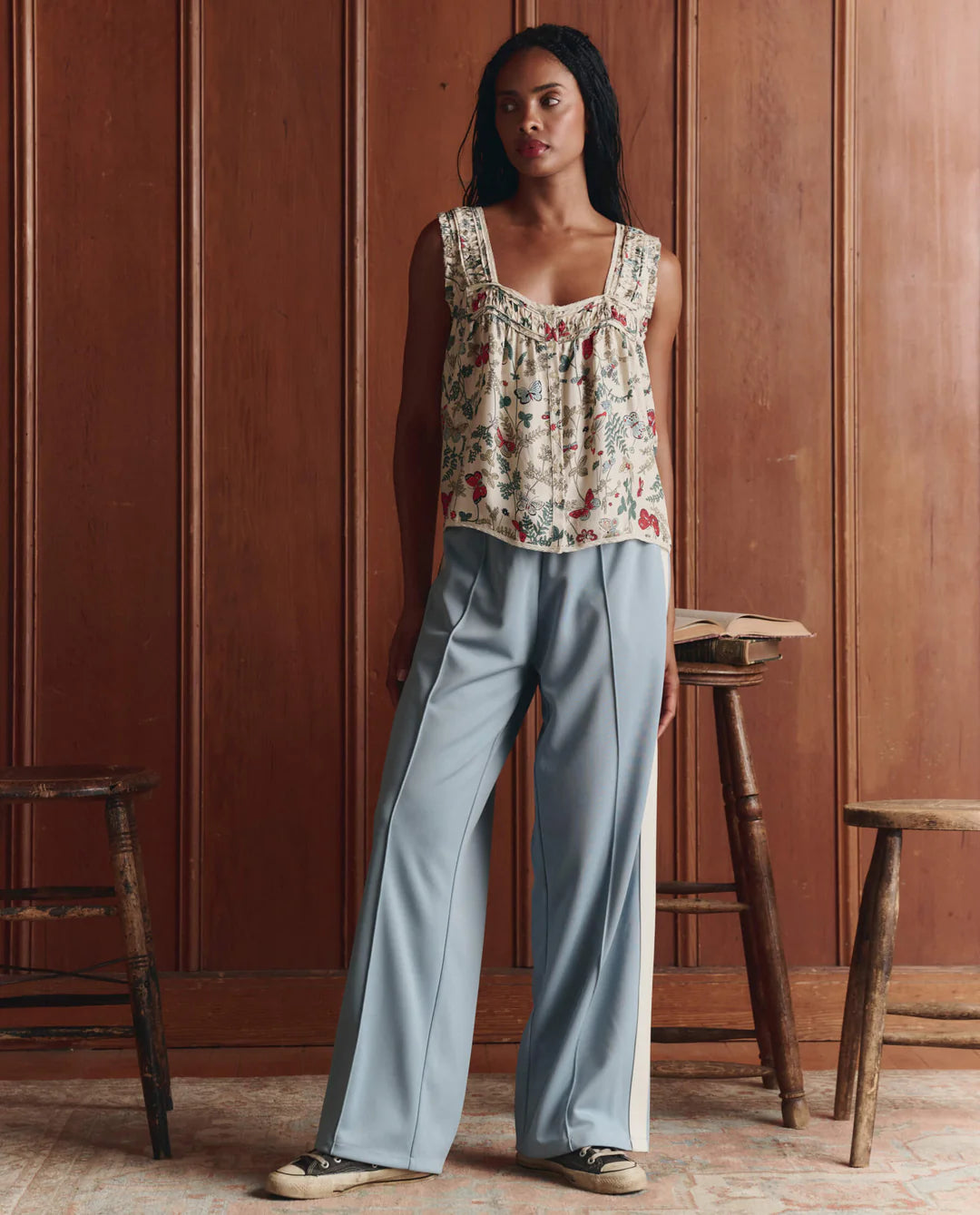 The Great. The Wide Leg Track Pant in Poppy Red or Robin Blue
