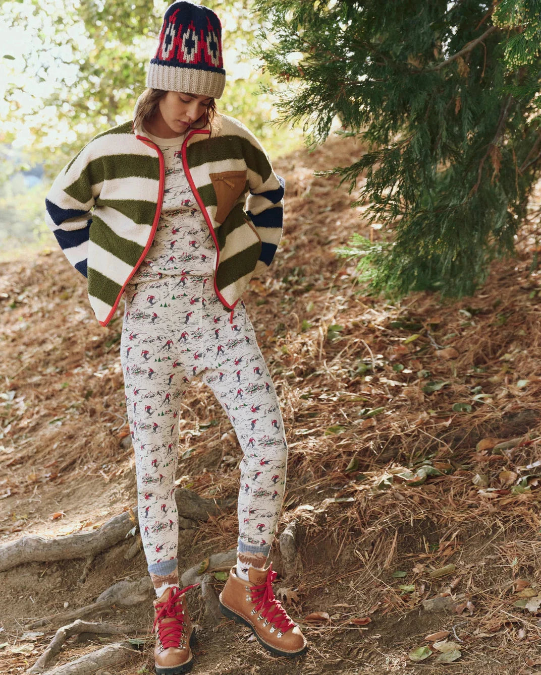 The Great. The Plush Terrain Full-zip in Mixed Heritage Stripe