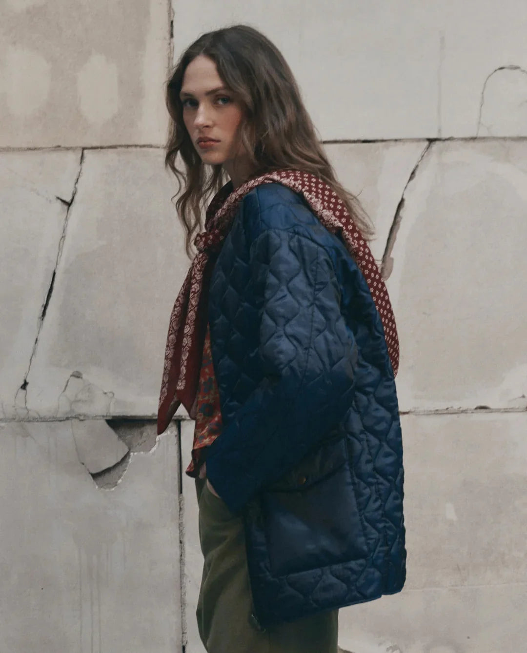 The Great. The Firefighter Jacket Olive With Chocolate