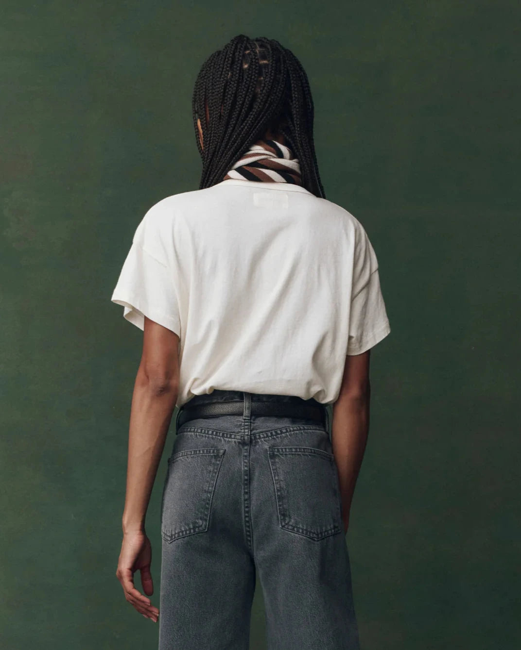 The Great. The Boxy Crew with Horse Embroidery in Washed White