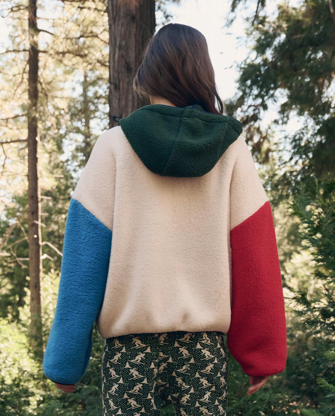 The Great. Plush Horizon Full Zip in Colorblock Pine Multi