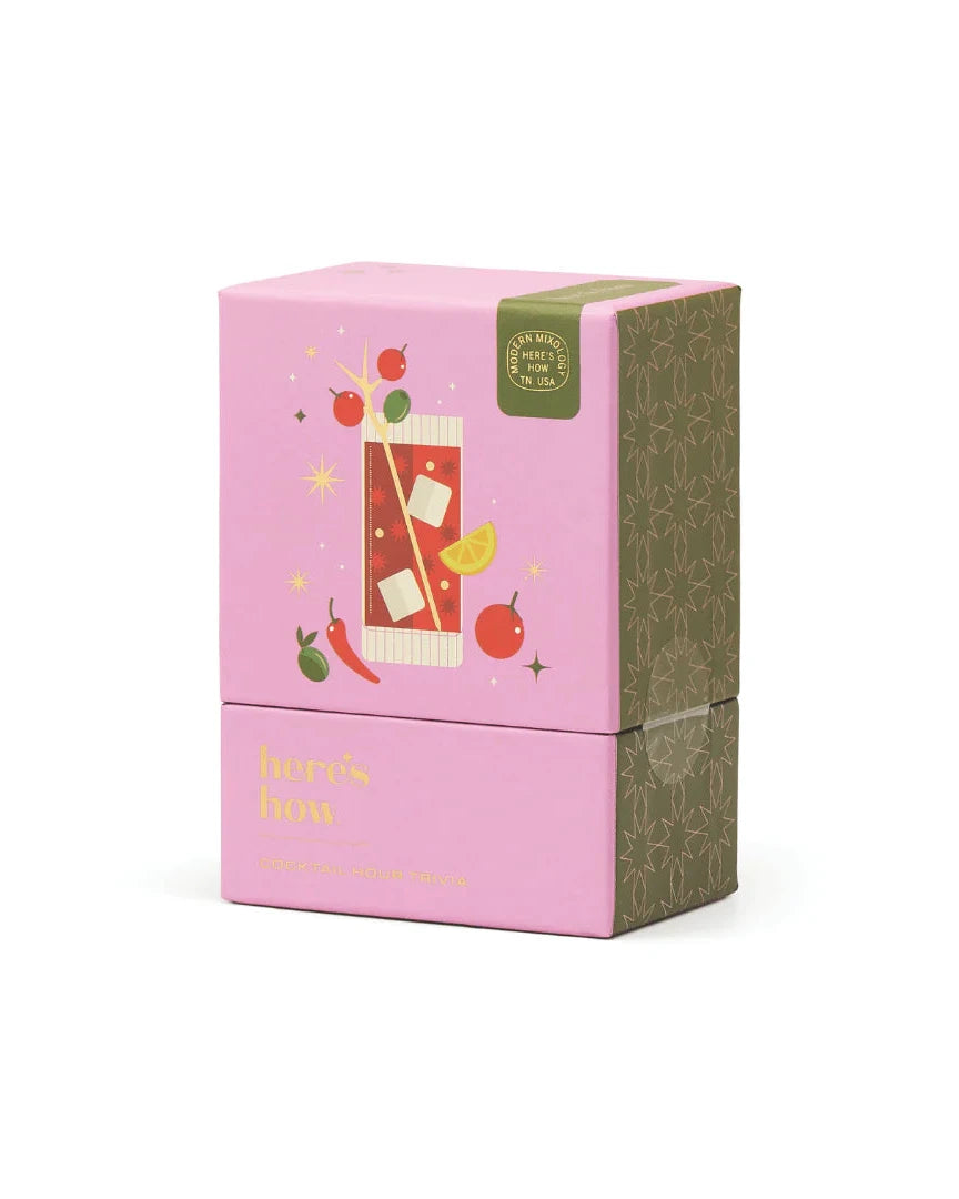 Pink and green tea box with graphics on a white background