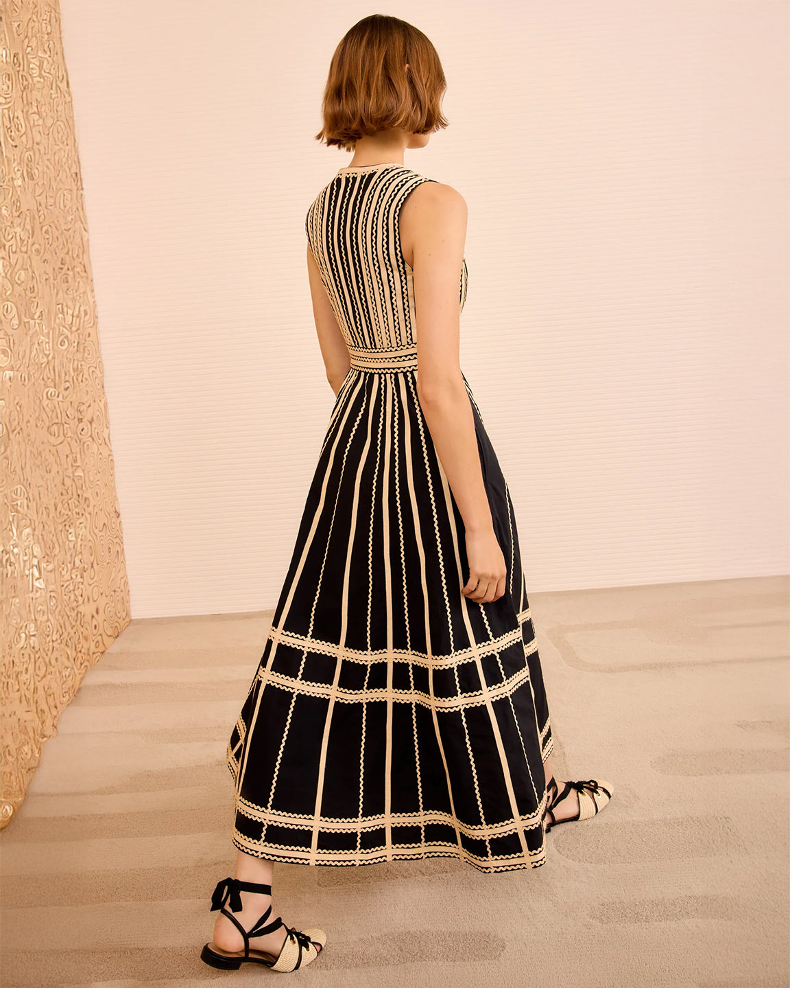 Ulla Johnson Palermo Deep V Midi Dress in Noir