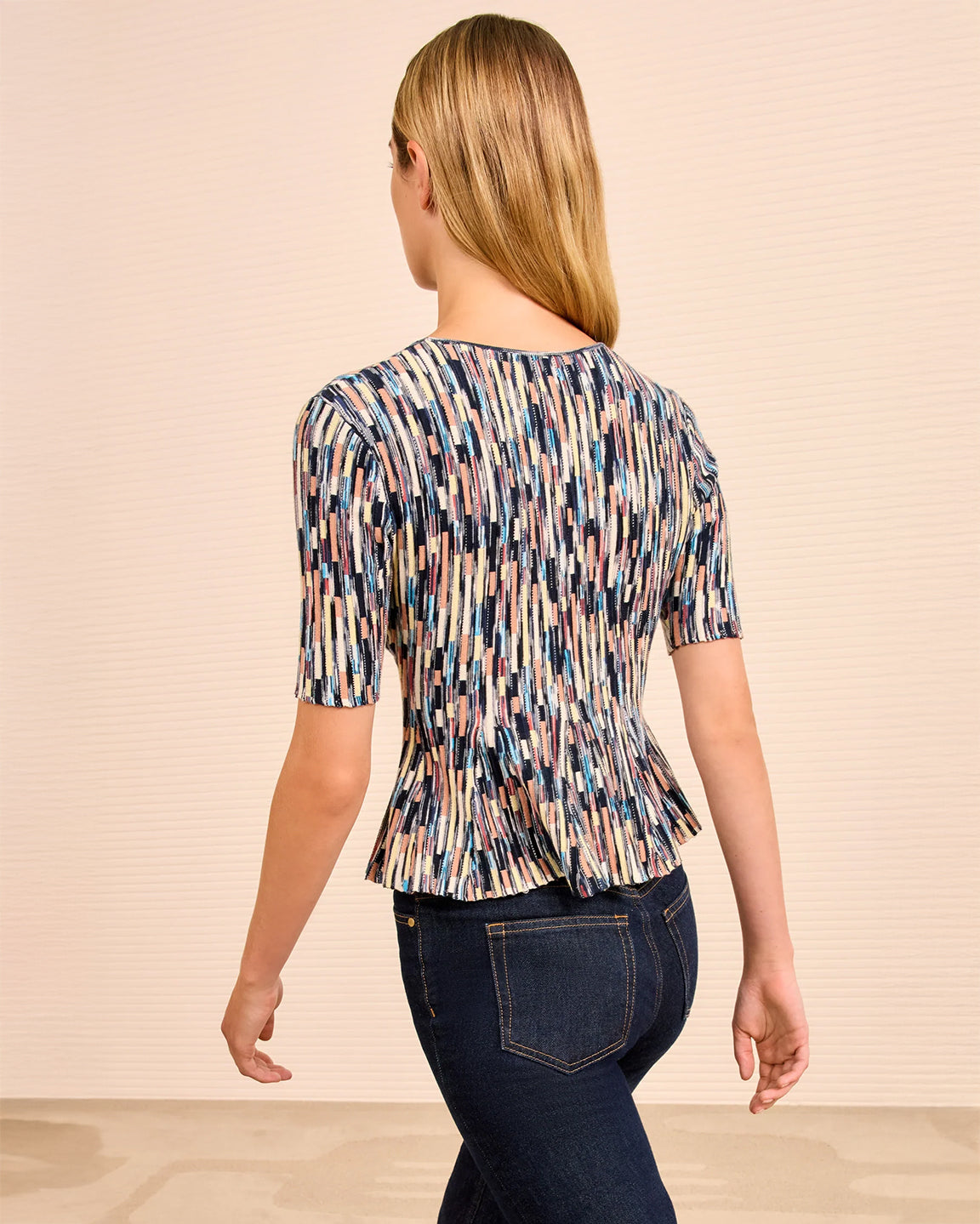 Ulla Johnson Samira Multicolor Short Sleeve Top In Oasis