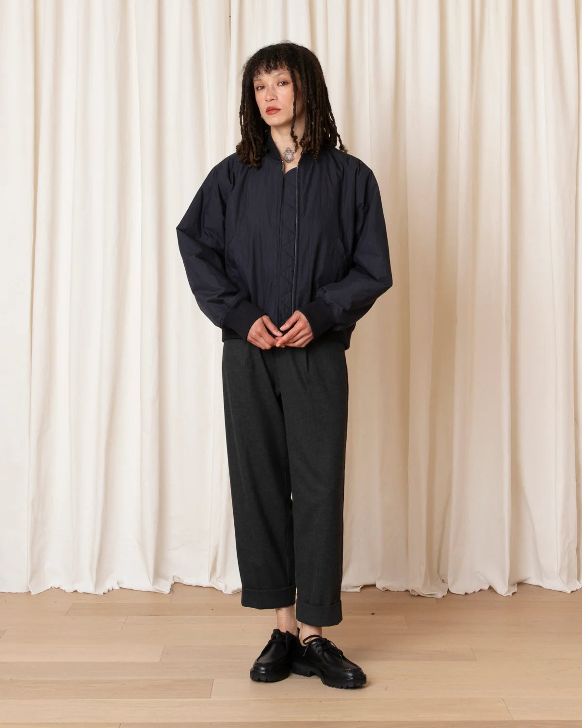 Ali Golden Bomber Jacket In Navy