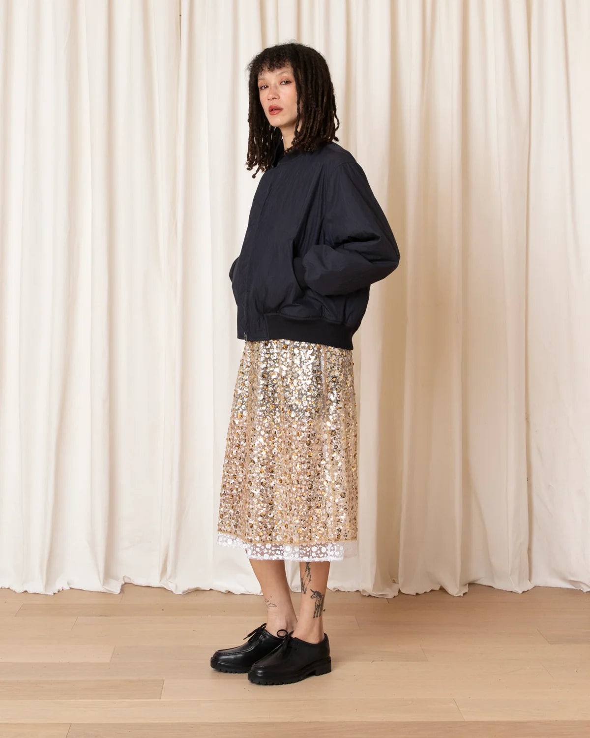 Ali Golden Bomber Jacket In Navy