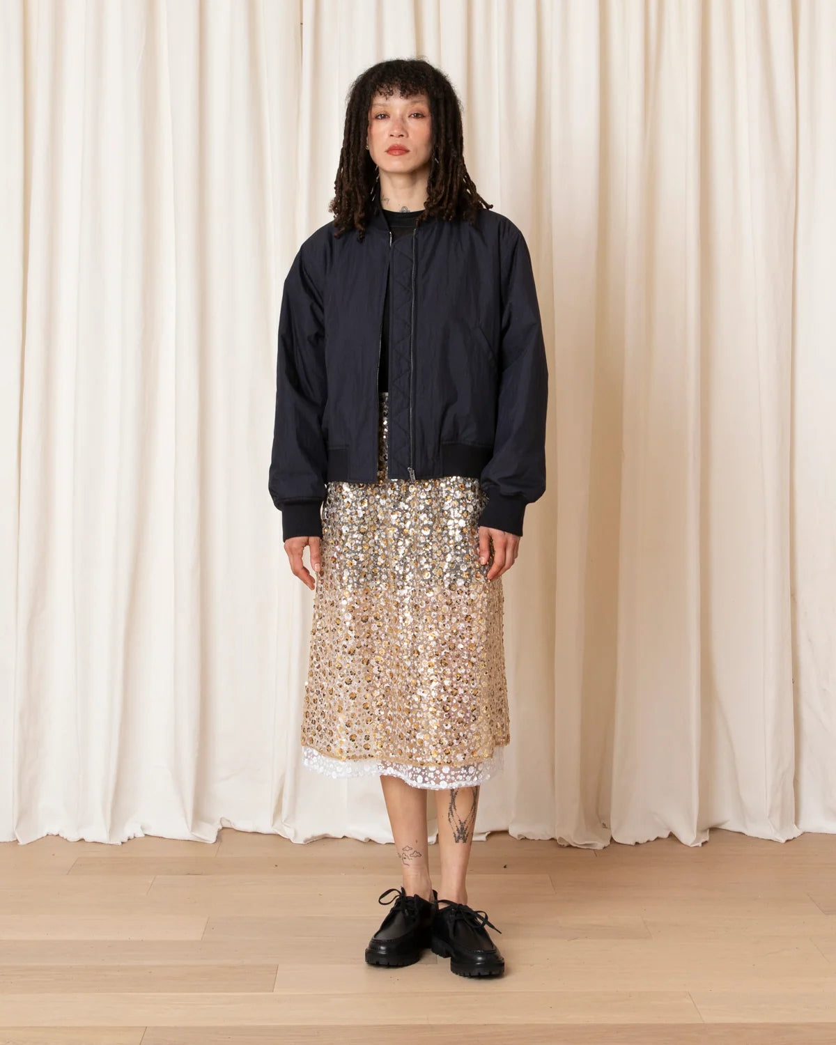 Ali Golden Bomber Jacket In Navy