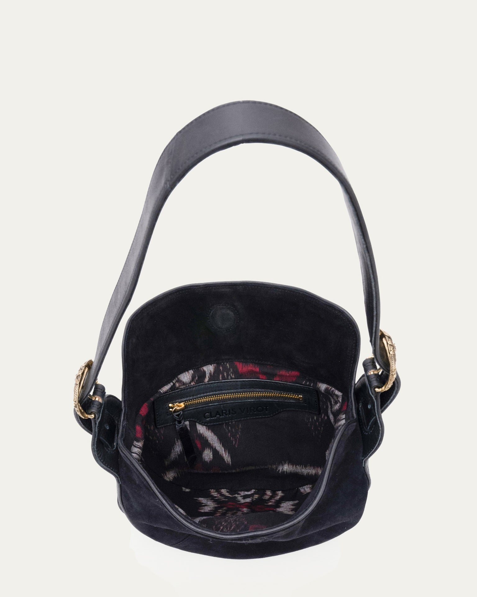 Claris Virot Estelle Bag in Black Suede