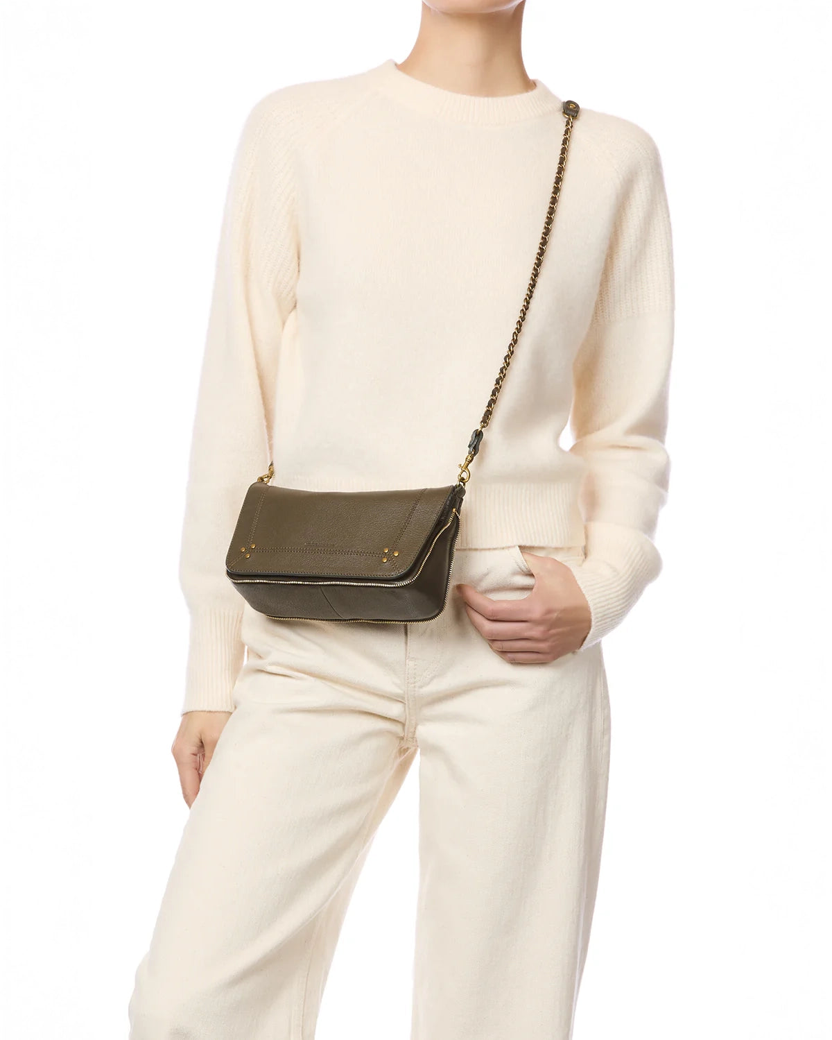 Jerome Dreyfuss Bobi S Bag in Kaki Goatskin