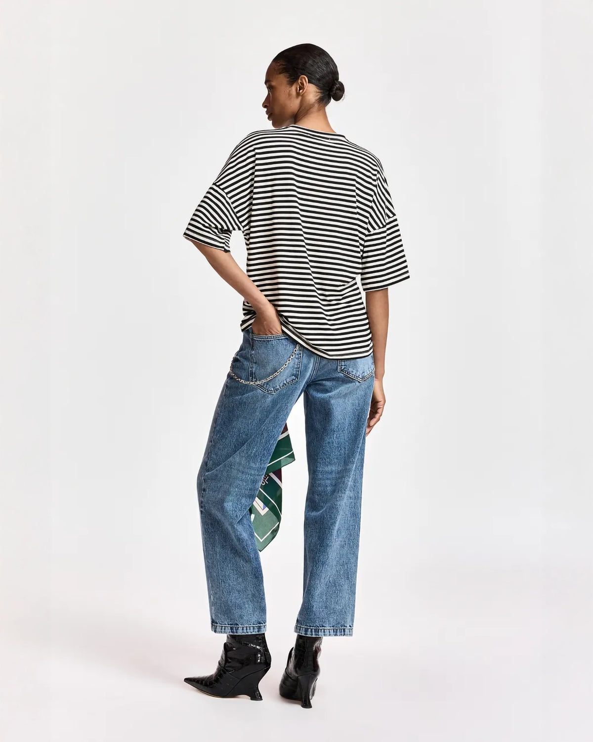Essentiel Antwerp Kriss Striped T-Shirt with Brooch