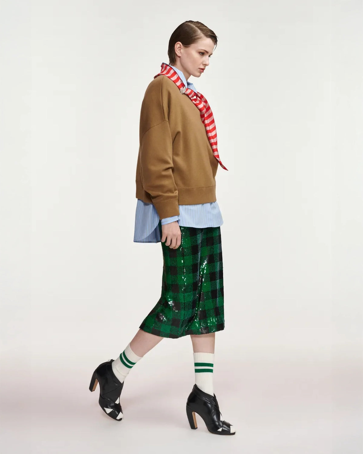 Essentiel Antwerp Kurtis Pullover with Scarf in Camel Club