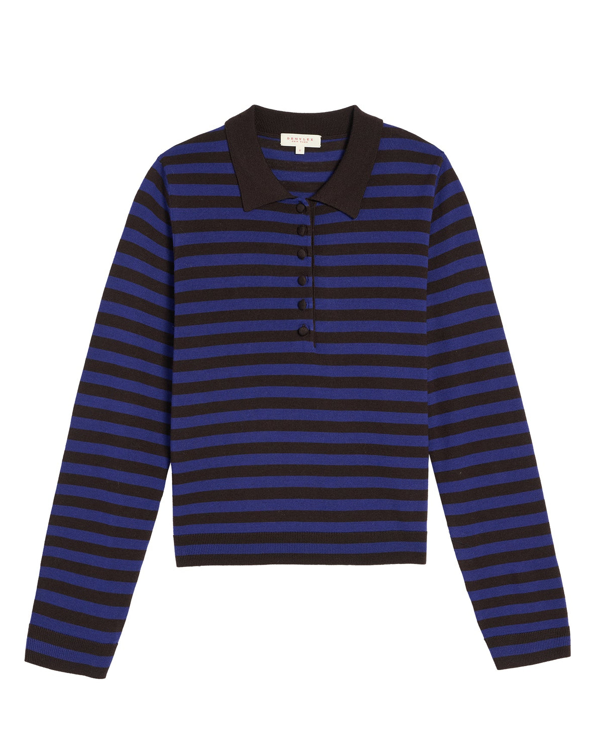 Claudia Stripe Merino Wool Polo Sweater