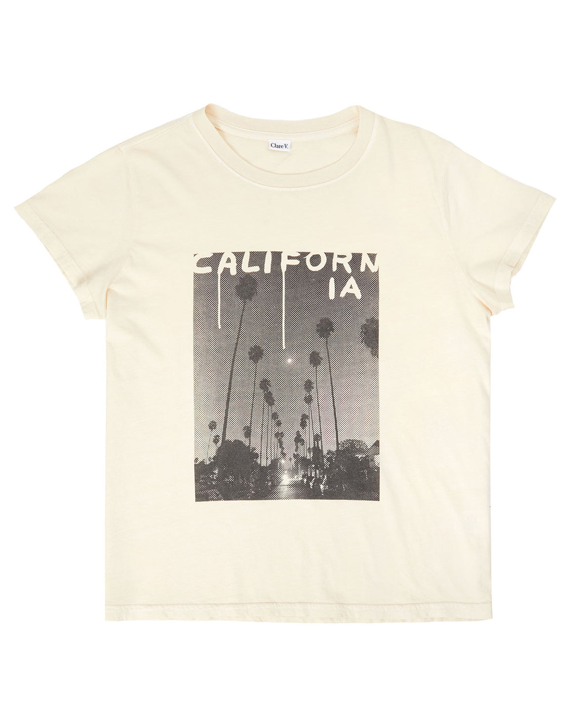 Clare V. Classic Tee in Cream w/ Black Thierry Palm California