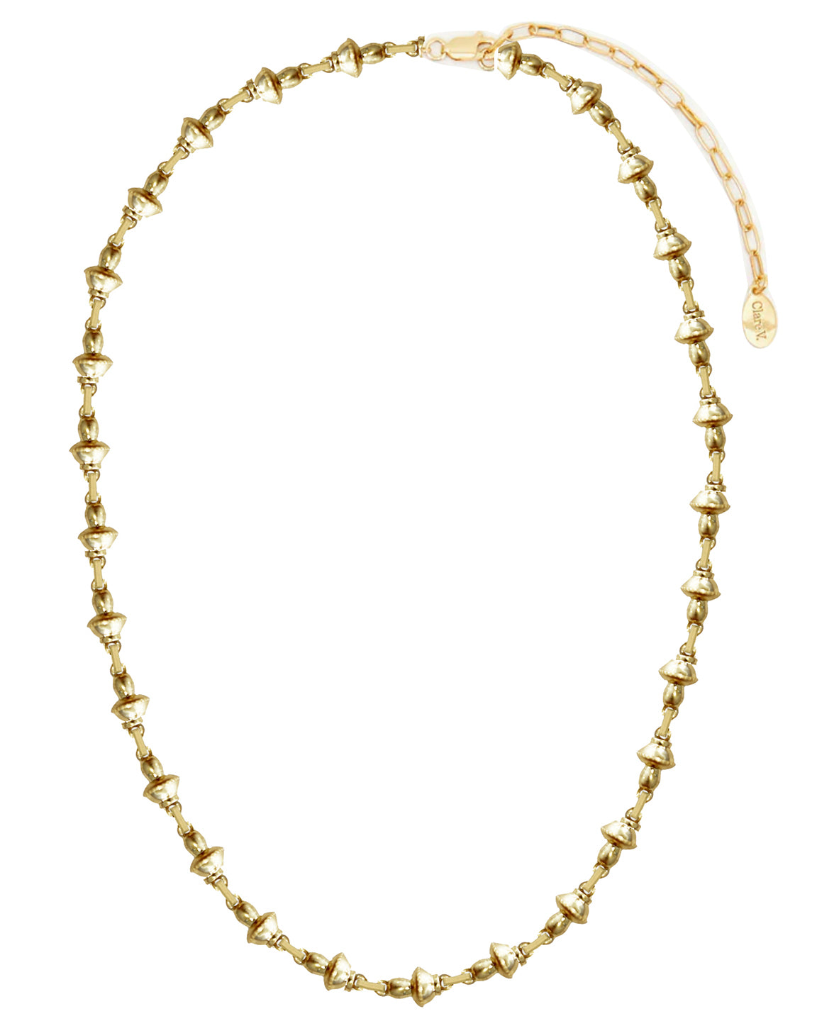Clare V. Petit Mushroom Link Necklace in Vintage Gold