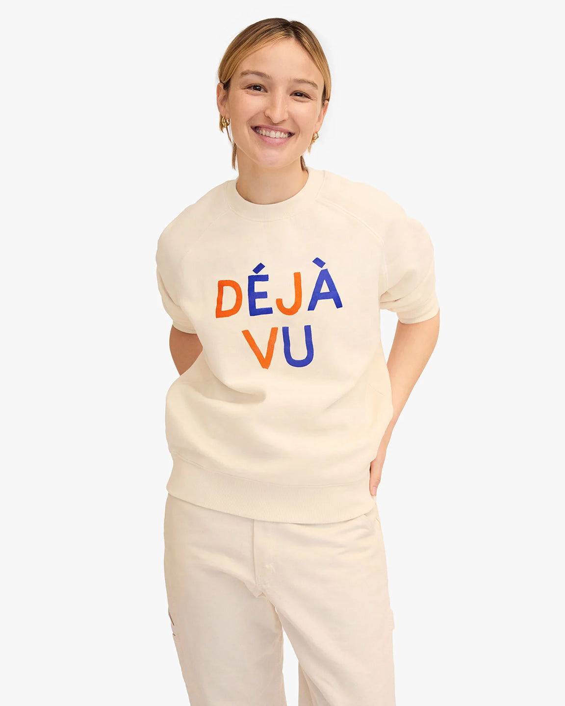 Clare V Sweatshirt in Cream Deja Vu