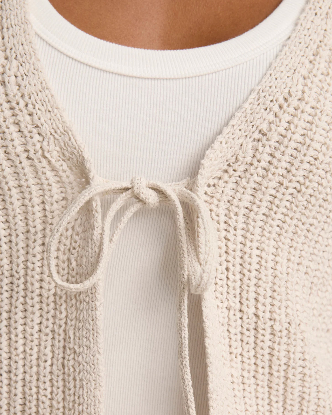 velvet by Graham and Spencer Thalia Tie-Front Cardigan in Chalk