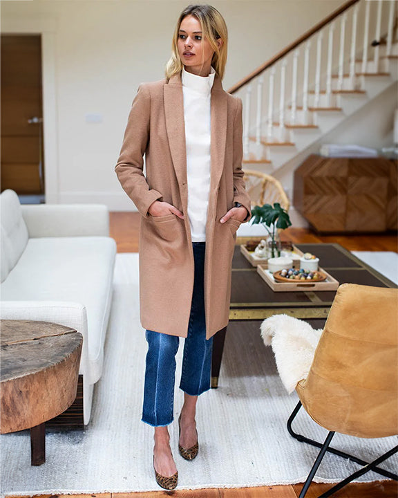Emerson Fry Tailored Coat in Camel Wool Cashmere