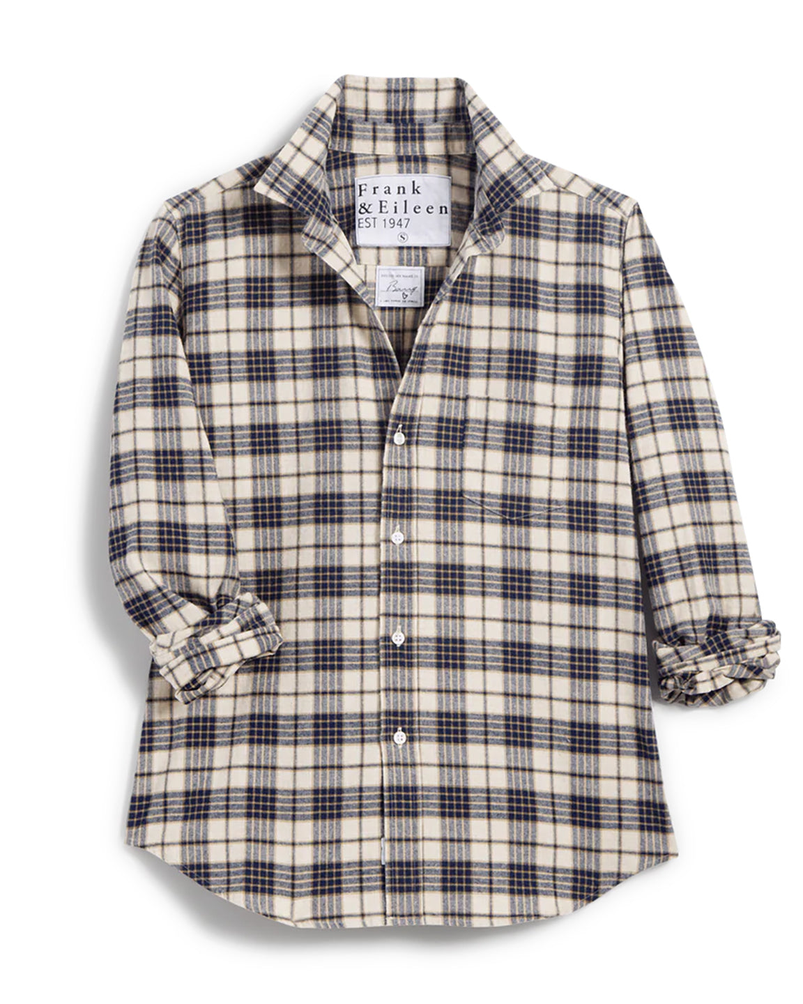 Frank & Eileen Barry Tailored Shirt in Heather Navy Plaid