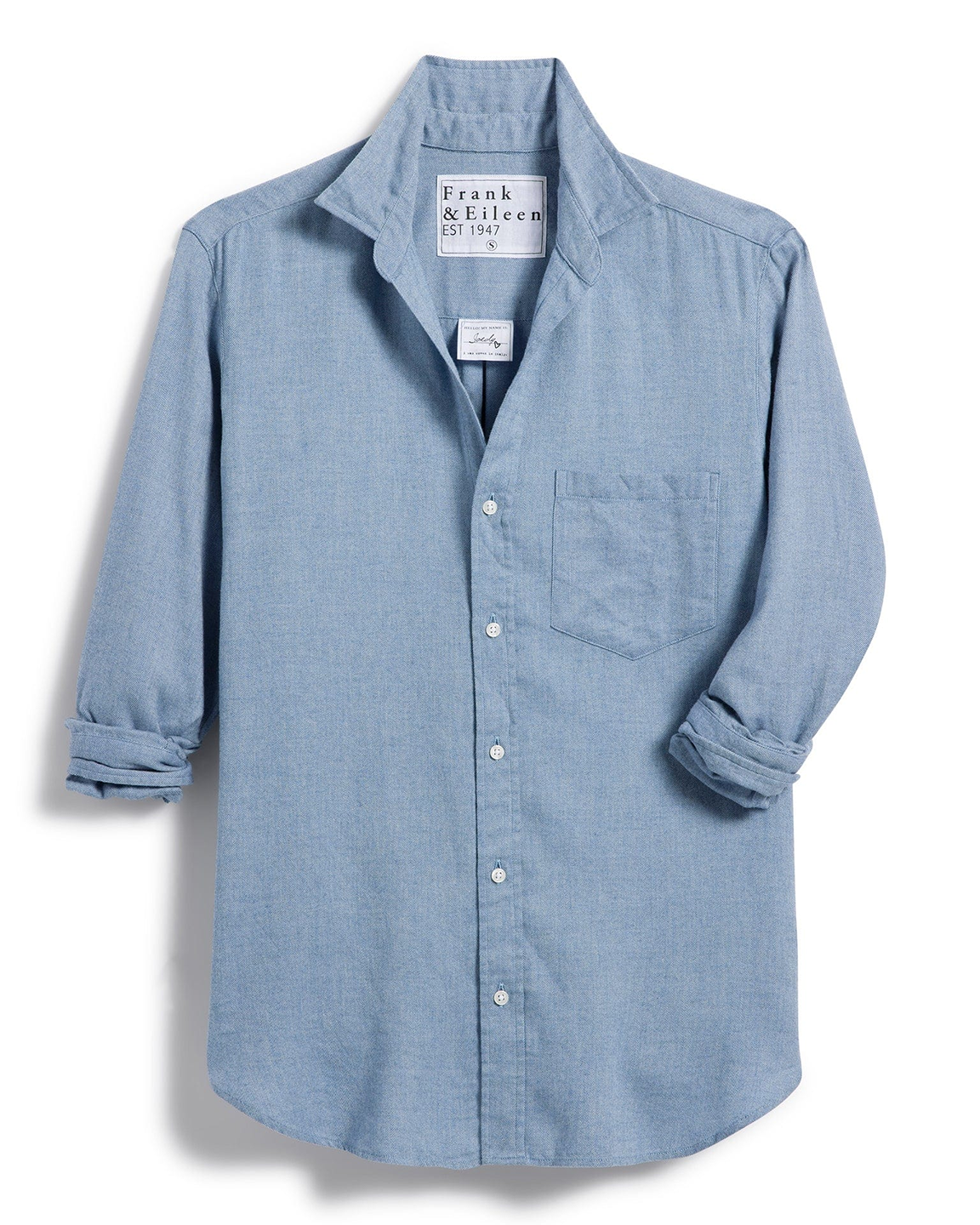 Frank & Eileen Joedy Boyfriend Button-up Shirt in Blue Herringbone