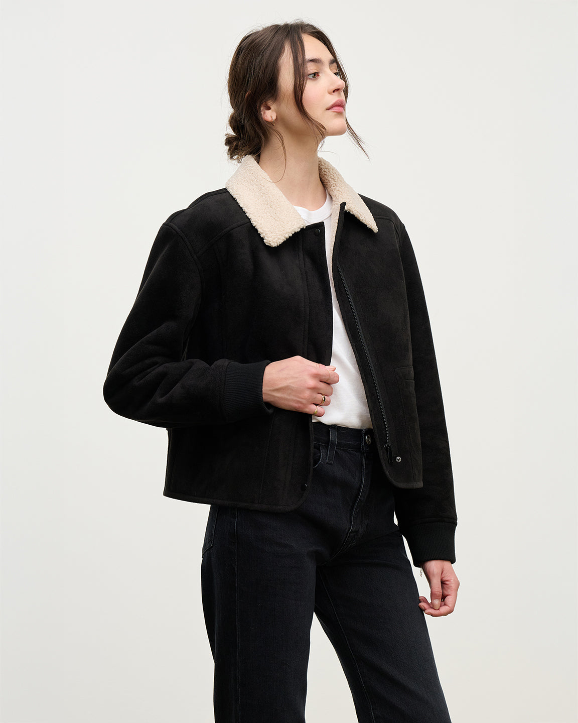 velvet by Graham and Spencer Juno Coat in Black/Cream