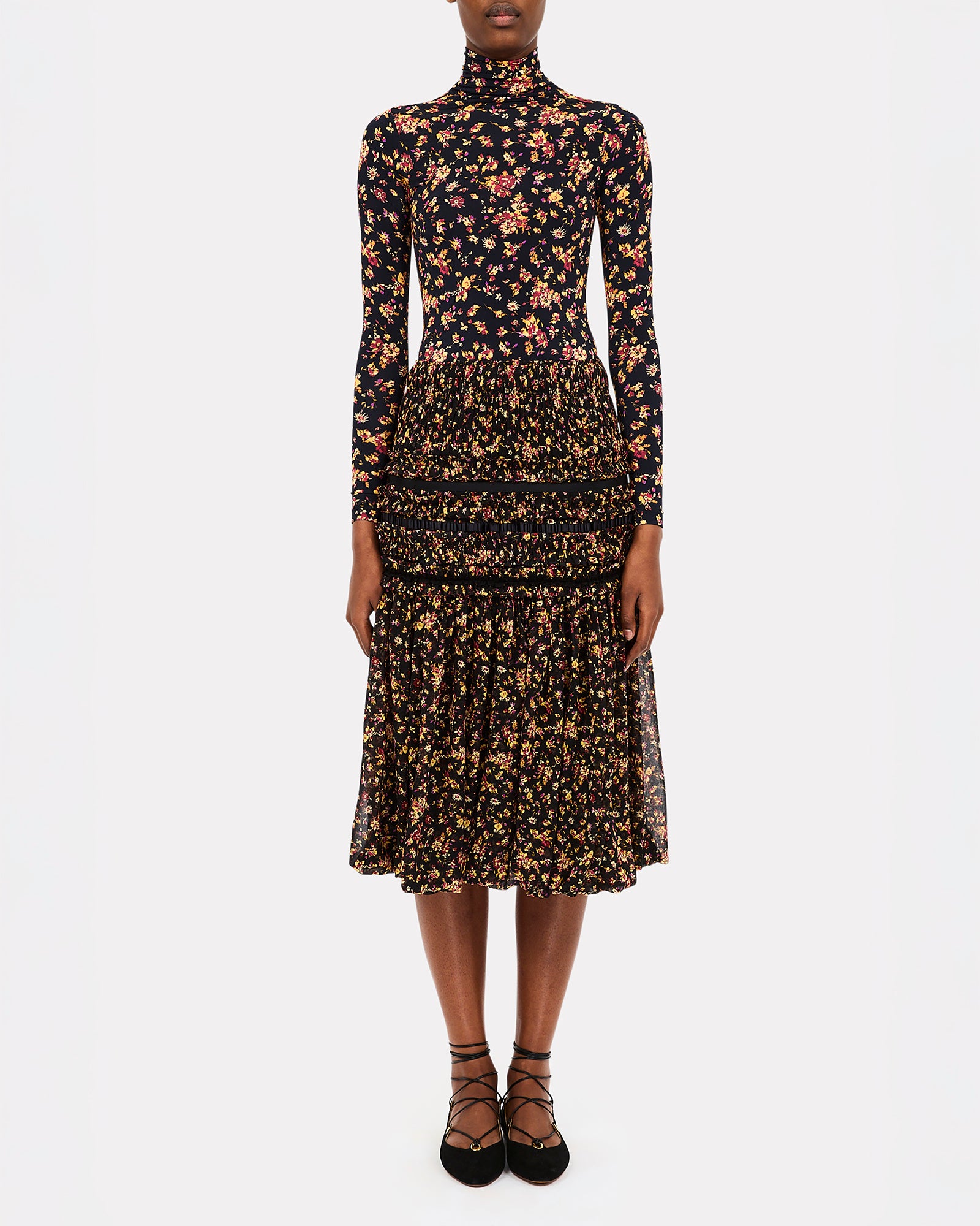 Ulla Johnson Aurelia Long Sleeve Jersey Top in Twilight Paisley or Noir Floral