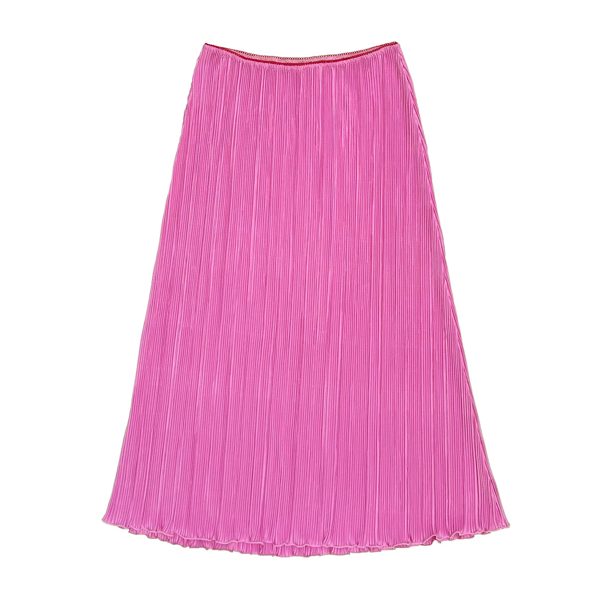 Ali Golden Pleated Midi Skirt In Pink