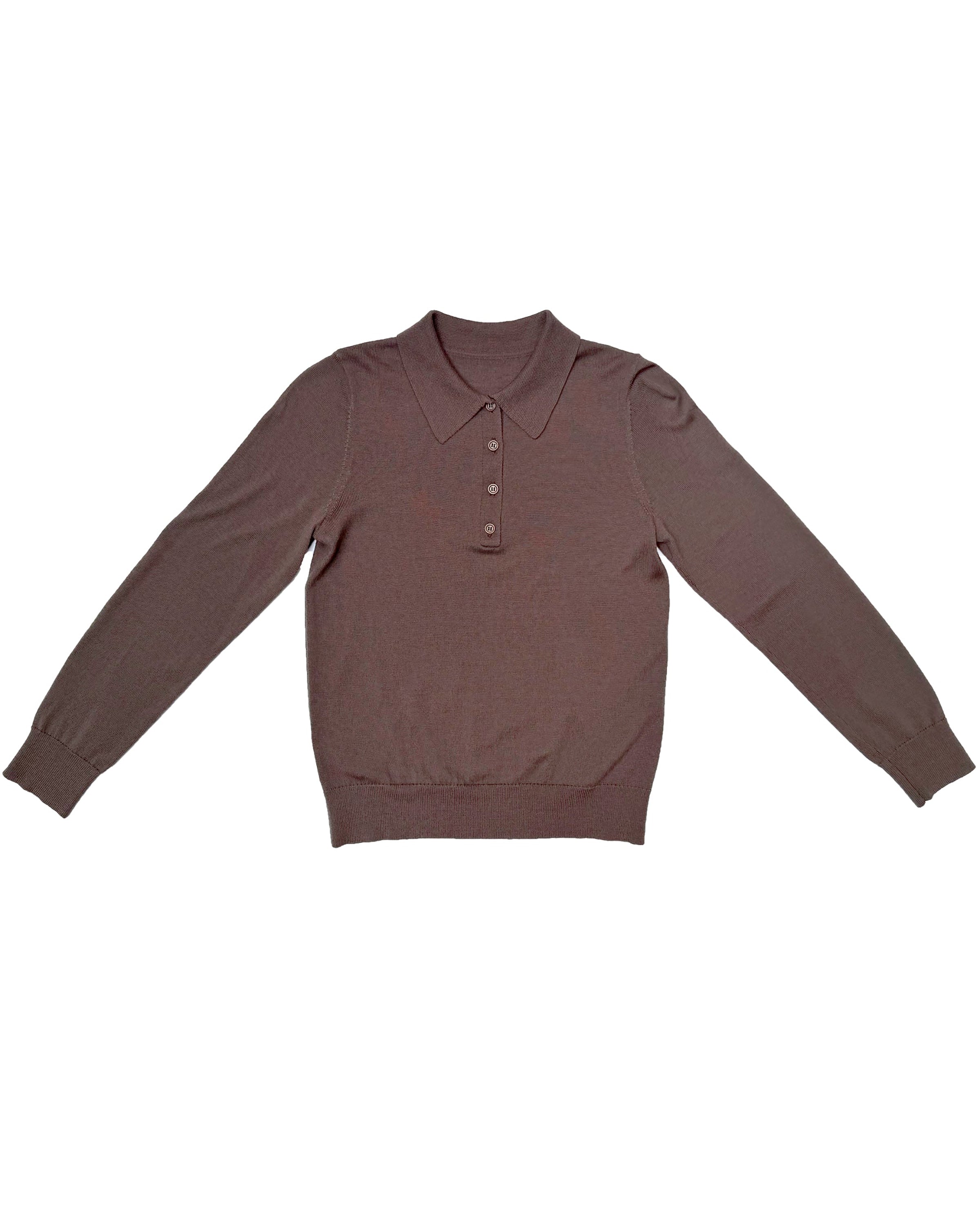 Ali Golden Fitted Polo Pullover in Taupe