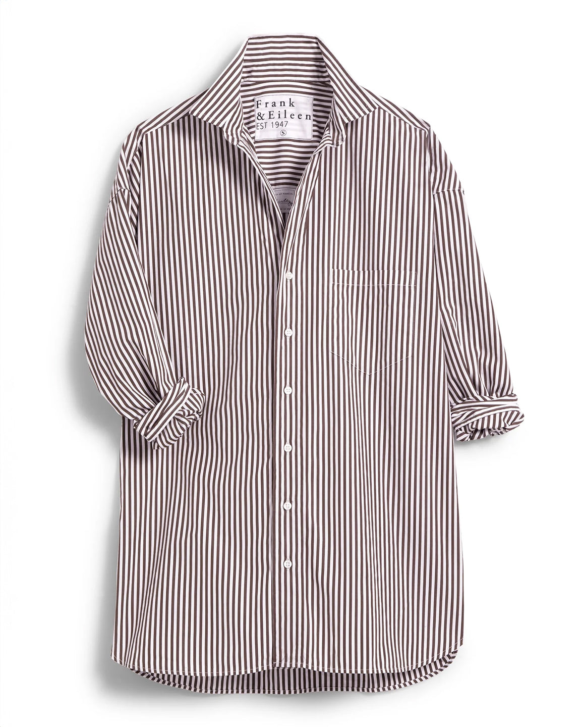 Frank & Eileen Shirley Oversized Button-Up Shirt in Brown Stripe