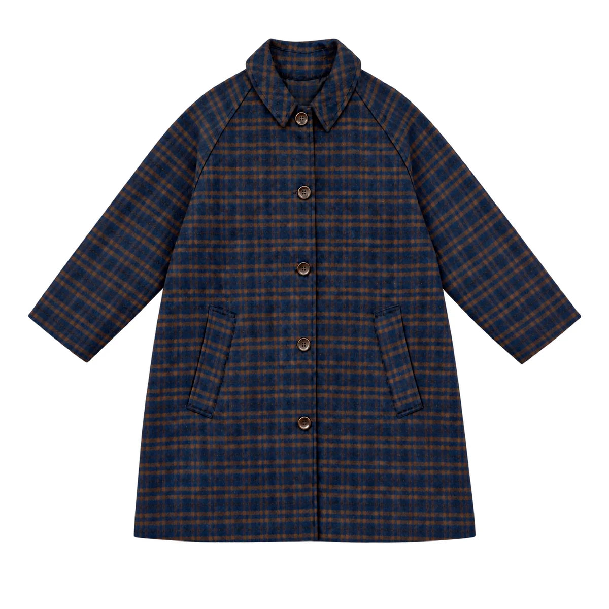 Ali Golden Short Trench (Lined) in Copper Blue Plaid