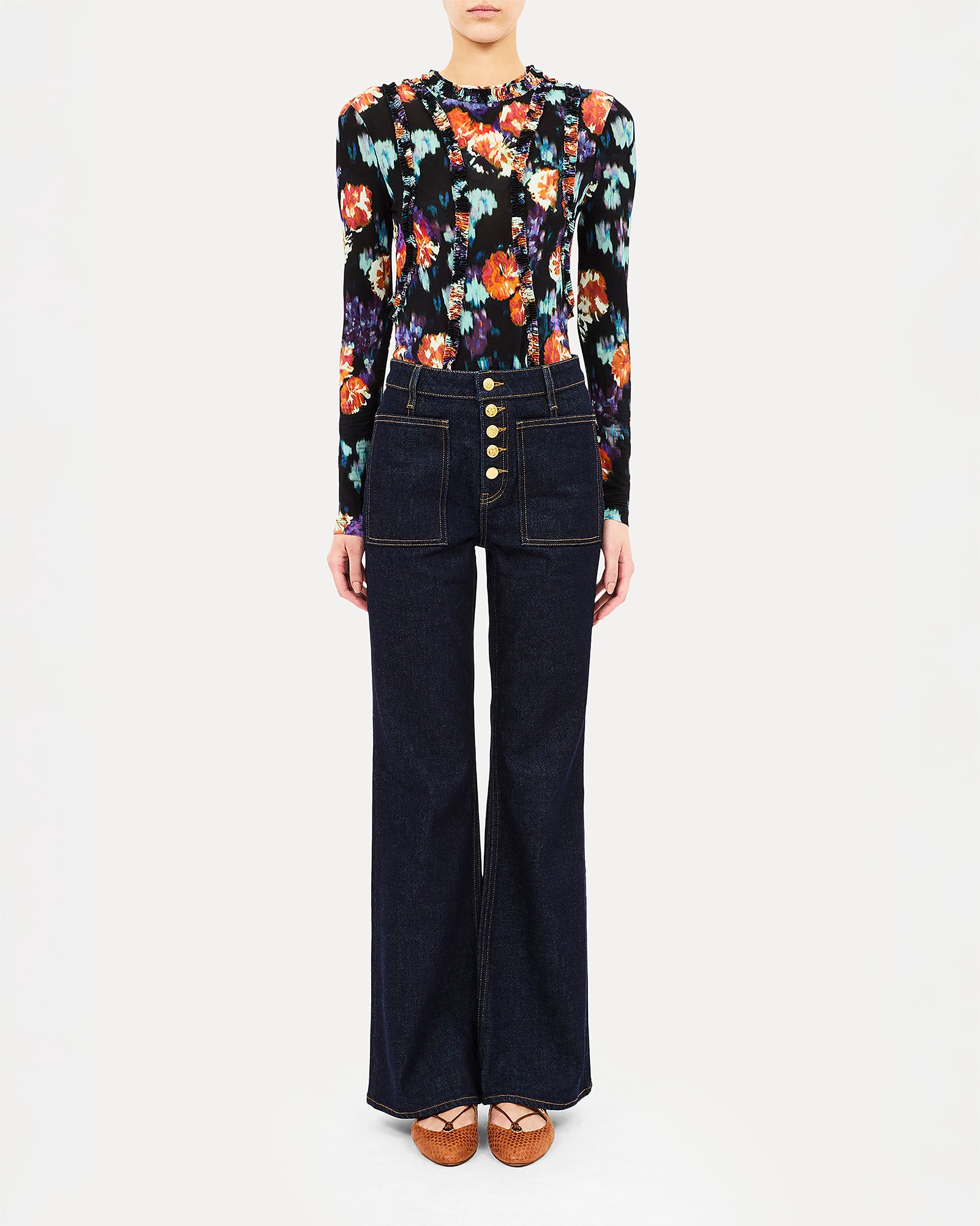 Ulla Johnson Clover Long Sleeve Jersey Top in Nocturne