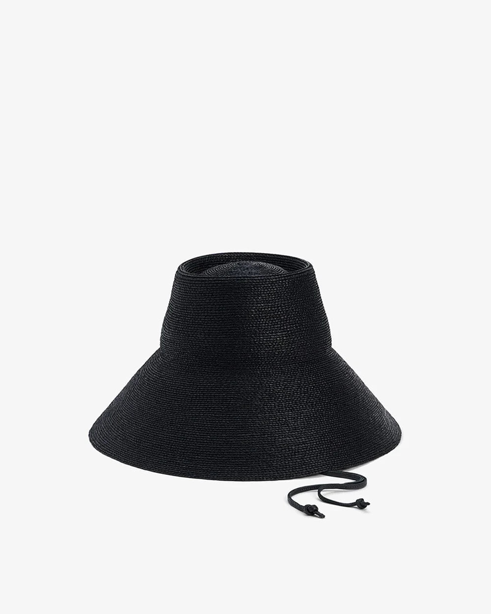 Black wide-brimmed hat on a white background