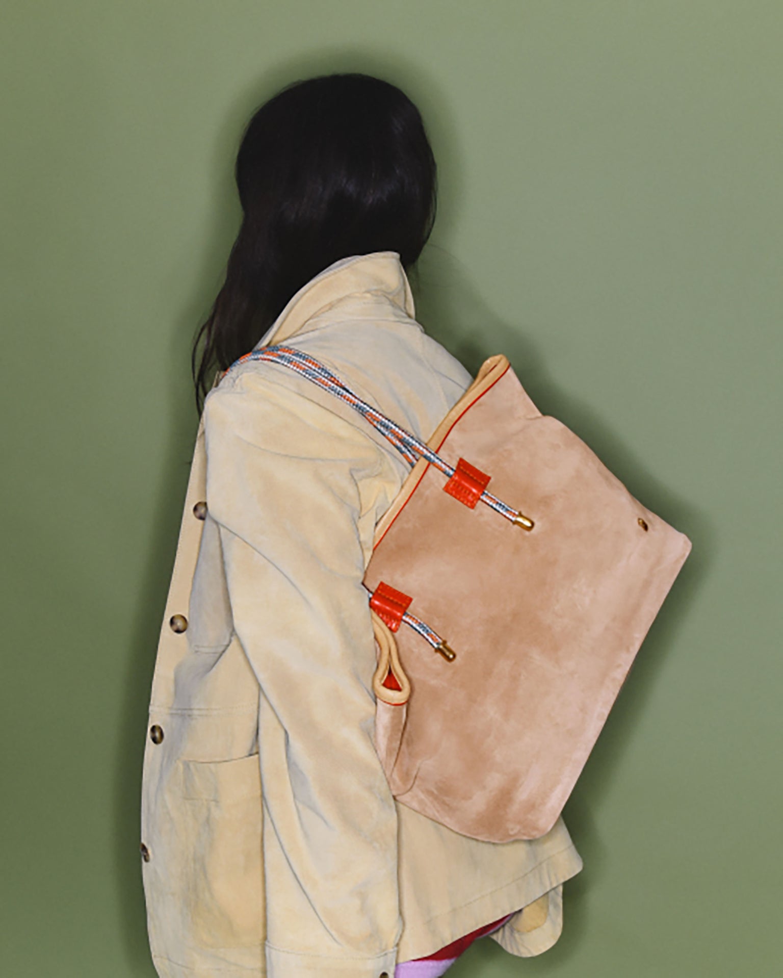 Claris Virot Marny Tote Bag in Off White Suede