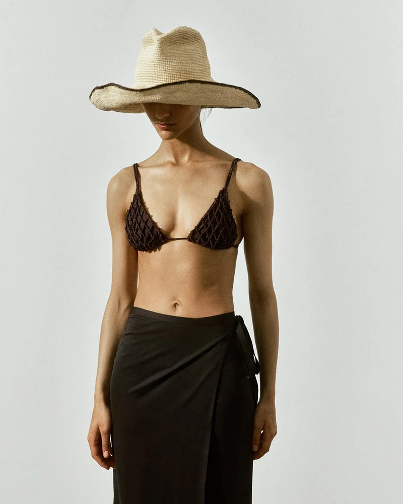 Janessa Leone Waverly Hat In Bleach/Walnut