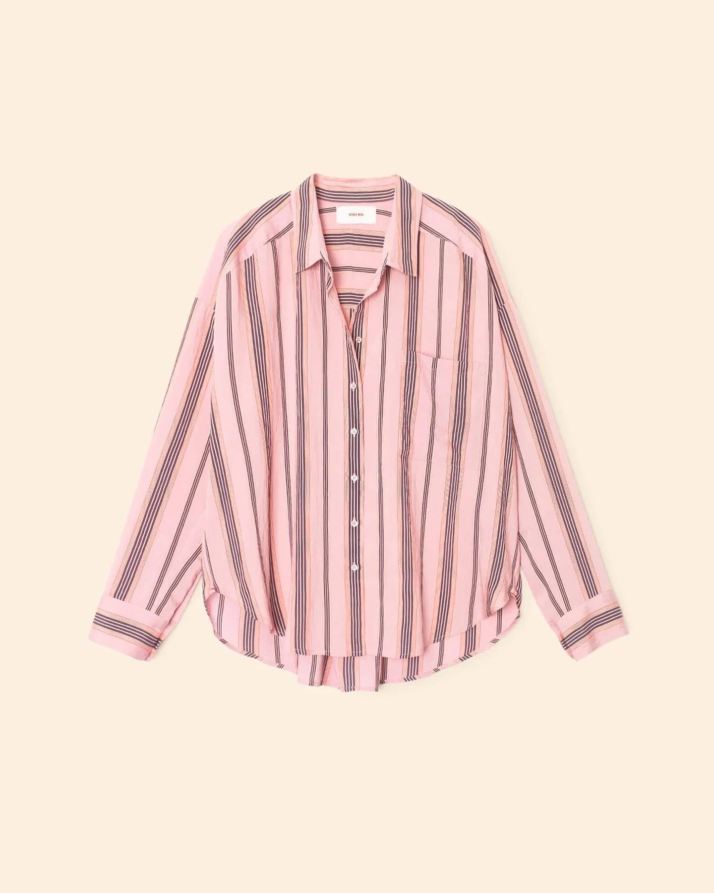 Pink striped shirt on a beige background