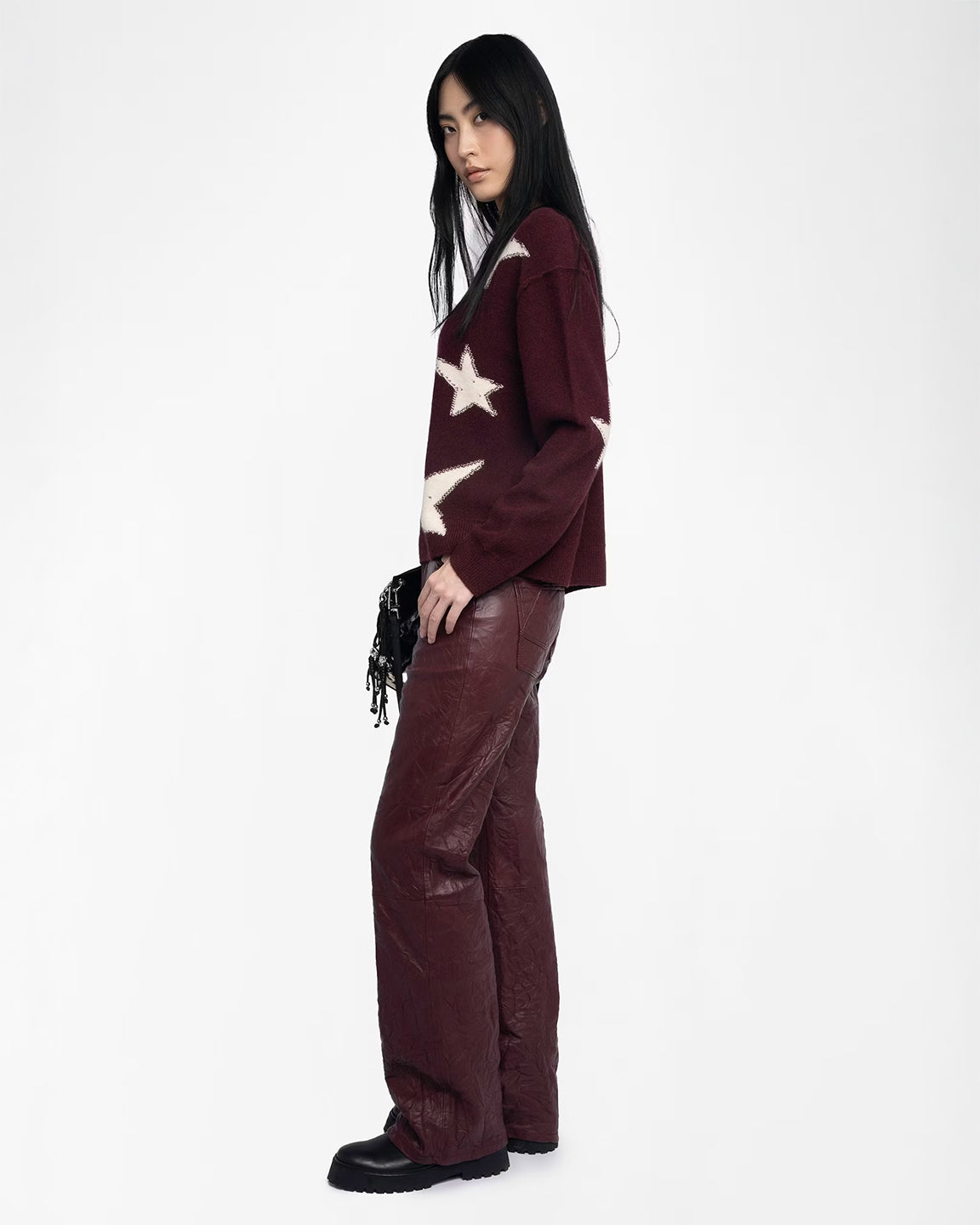 Zadig & Voltaire Markuz WS Stars Sweater in Burgundy