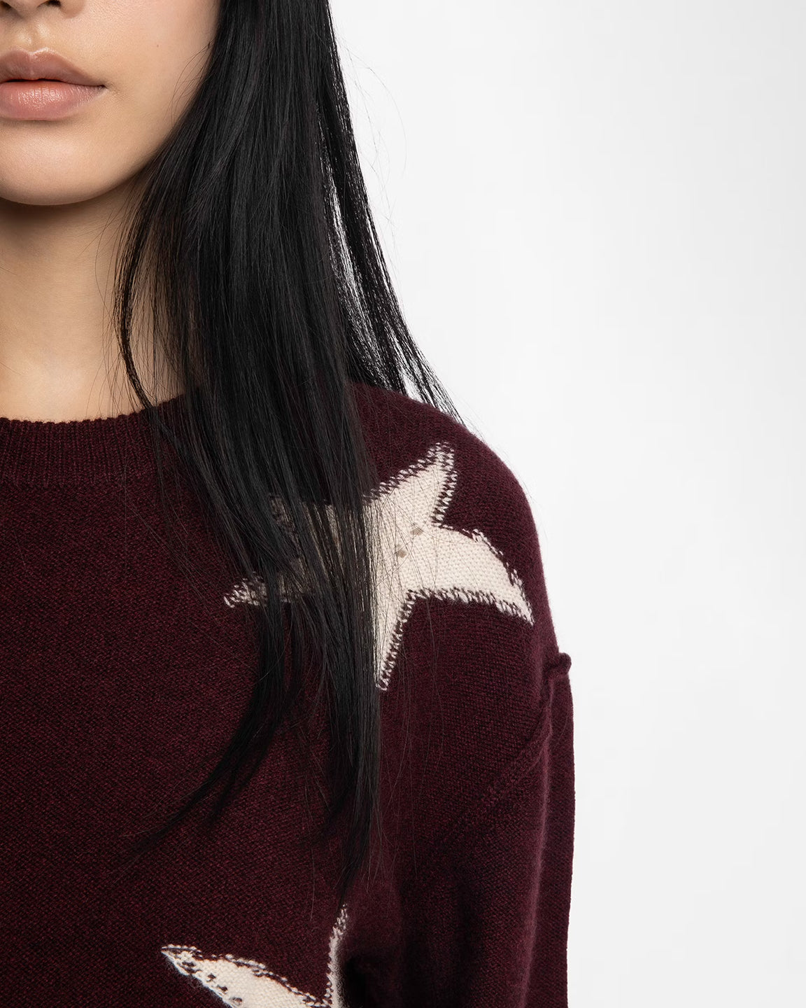 Zadig & Voltaire Markuz WS Stars Sweater in Burgundy