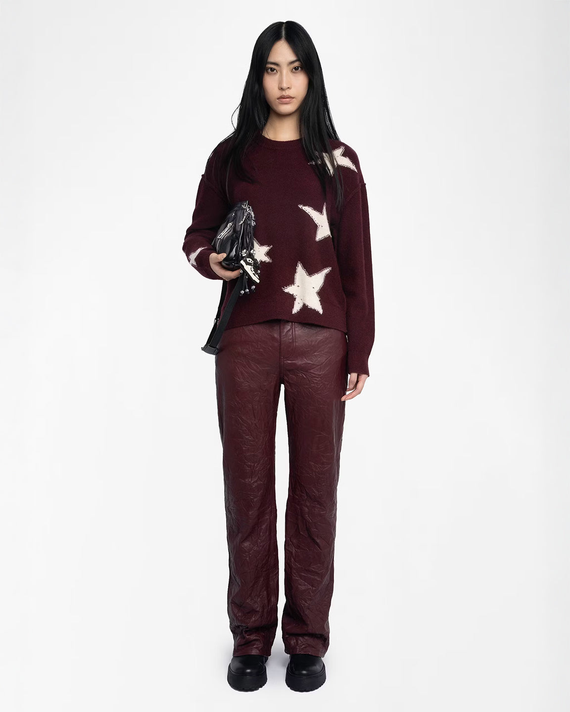 Zadig & Voltaire Markuz WS Stars Sweater in Burgundy