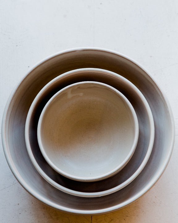 Earl Ceramics Serving Bowl in White on Terracotta