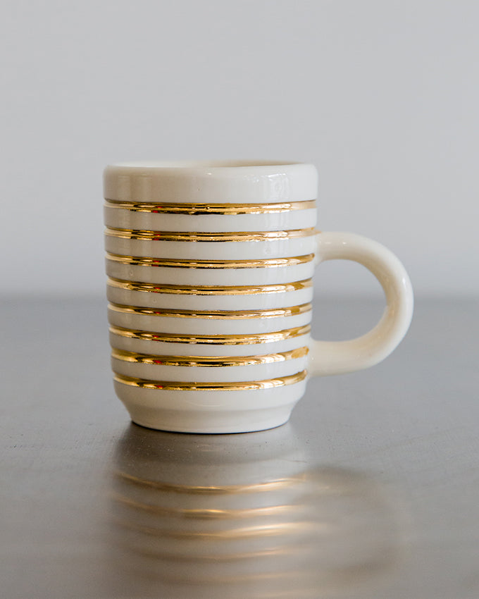 Eliana Bernard Gold Lines Mug in Cream Gloss