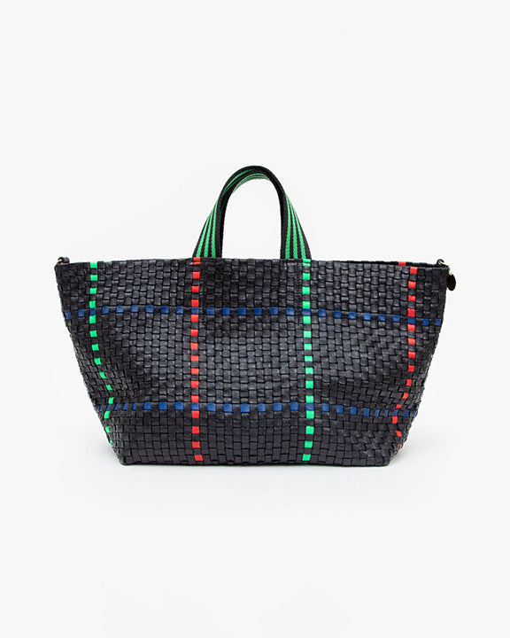Clare V Bateau Woven Leather Tote In Petal Woven Stripes