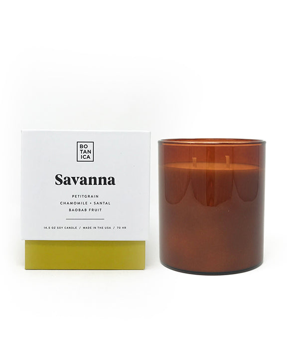 Botanica Large Glass Candle in Savanna