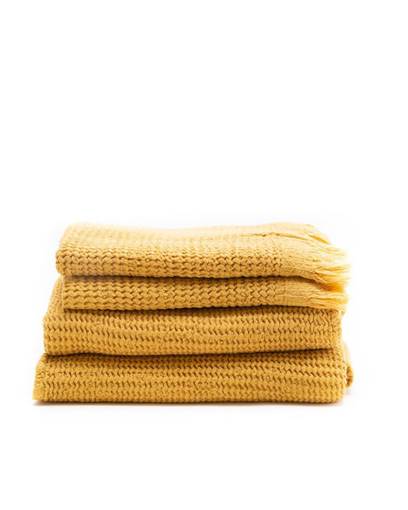 House No. 23 Ella Waffle Towel in Mustard