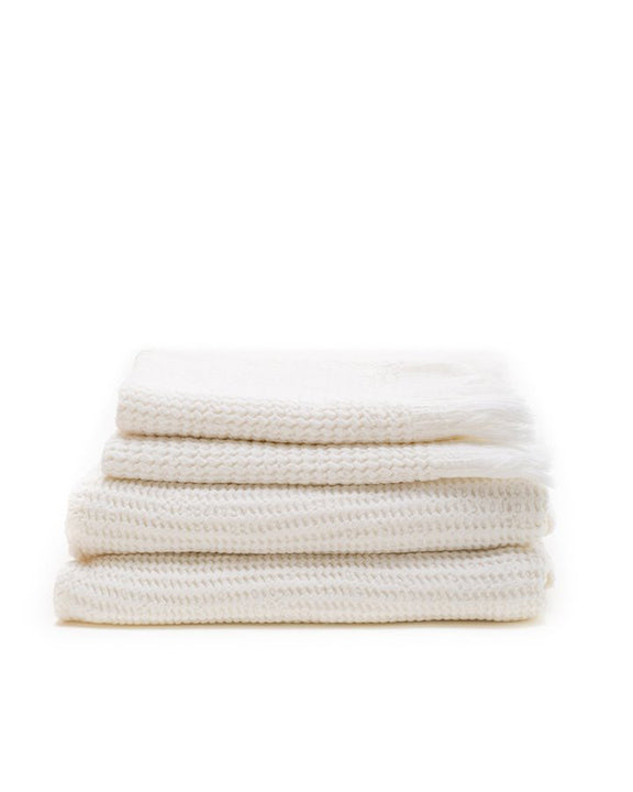 House No. 23 Ella Waffle Towel in White